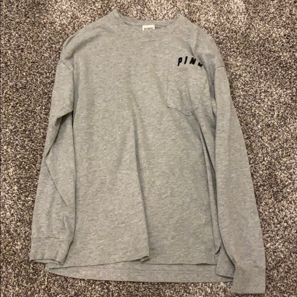 XS PINK grey shirt with floral print on back
